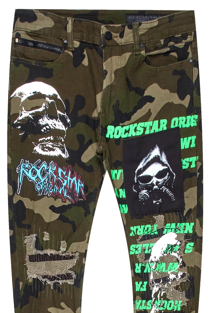 MENS JEANS Denim RIDGE PRINTED JEAN- GREEN 2 MENS JEANS Denim RIDGE PRINTED JEAN- GREEN