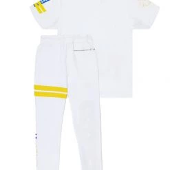 MENS TRACK SETS ROVER T-SHIRT/PANT SET- WHITE