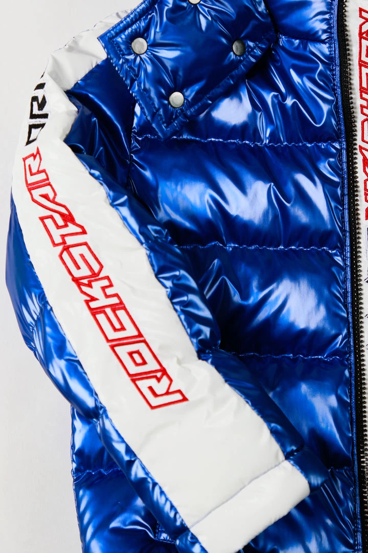 BOYS OUTERWEAR Kids Metallic Royal Blue Alasia Puffer Jacket 12 BOYS OUTERWEAR Kids Metallic Royal Blue Alasia Puffer Jacket