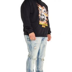 MENS HOODIES & SWEATSHIRTS ANTHONY PRINTED HOODIE-BLACK Tops