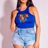 WOMENS TOPS SIENNA HALTER NECK TANK-ROYAL BLUE Best Seller