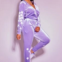 WOMENS TRACK SETS JEWEL VELOUR TRACKSET-LAVENDER 7 WOMENS TRACK SETS JEWEL VELOUR TRACKSET-LAVENDER