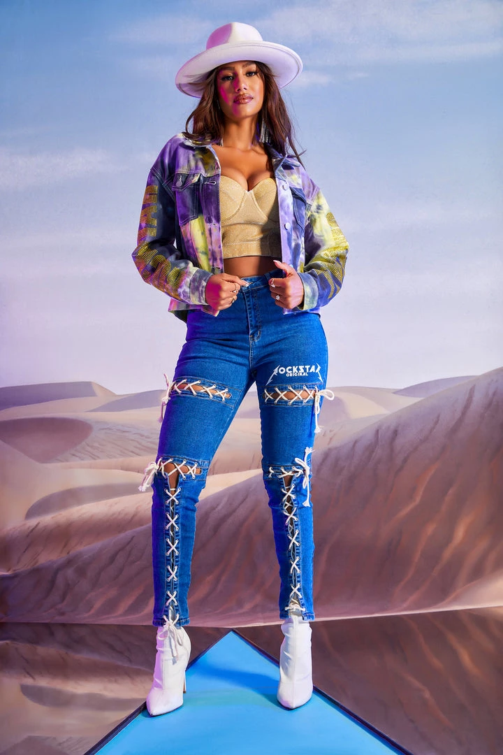 WOMENS JACKETS MOIRA DENIM JACKET-PURPLE/YELLOW 5 WOMENS JACKETS MOIRA DENIM JACKET-PURPLE/YELLOW