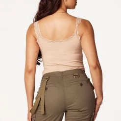 WOMENS TOPS Best Seller Lillie Beige Lace Trim Bodysuit 14 WOMENS TOPS Best Seller Lillie Beige Lace Trim Bodysuit