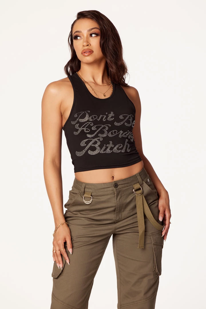 WOMENS TOPS Best Seller DON't BE BORING TANK-BLACK 2 WOMENS TOPS Best Seller DON't BE BORING TANK-BLACK