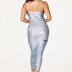WOMENS DRESSES Best Seller Laura Denim Blue Cut Out Midi Dress