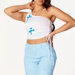 WOMENS TOPS Blaire White One Shoulder Tank Best Seller