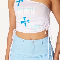 WOMENS TOPS Blaire White One Shoulder Tank Best Seller