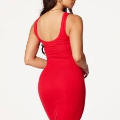 WOMENS DRESSES Aisha Red Midi Dress Best Seller