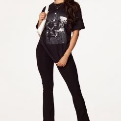 WOMENS TEES Rider Dye Black Oversized Tee