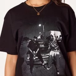 WOMENS TEES Rider Dye Black Oversized Tee