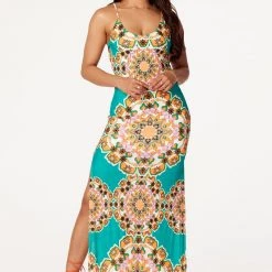 WOMENS DRESSES Best Seller Alessia Teal Printed Maxi Dress