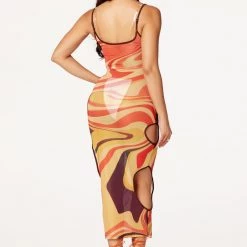 WOMENS DRESSES Ophelia Orange/Multi Printed Maxi Dress Best Seller