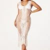 WOMENS DRESSES Everlee White Crochet Knit Midi Dress Best Seller