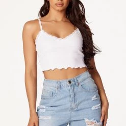 WOMENS TOPS Best Seller EVONI LACE CAMI-WHITE