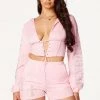 WOMENS SHORT SETS Sydney Pink Lace Up Short Set