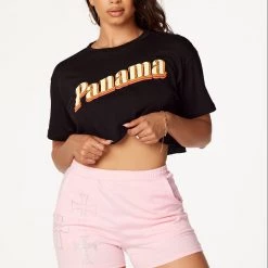WOMENS TEES Panama Black Crop Tee 9 WOMENS TEES Panama Black Crop Tee