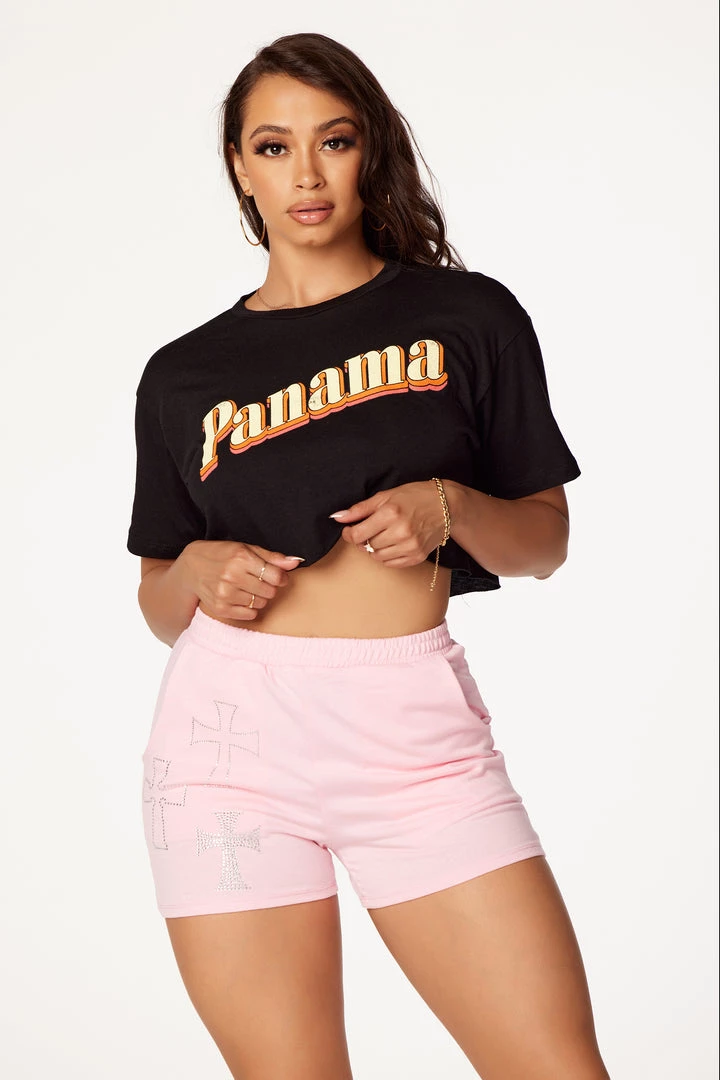 WOMENS TEES Panama Black Crop Tee 4 WOMENS TEES Panama Black Crop Tee