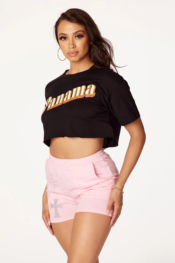 WOMENS TEES Panama Black Crop Tee 5 WOMENS TEES Panama Black Crop Tee