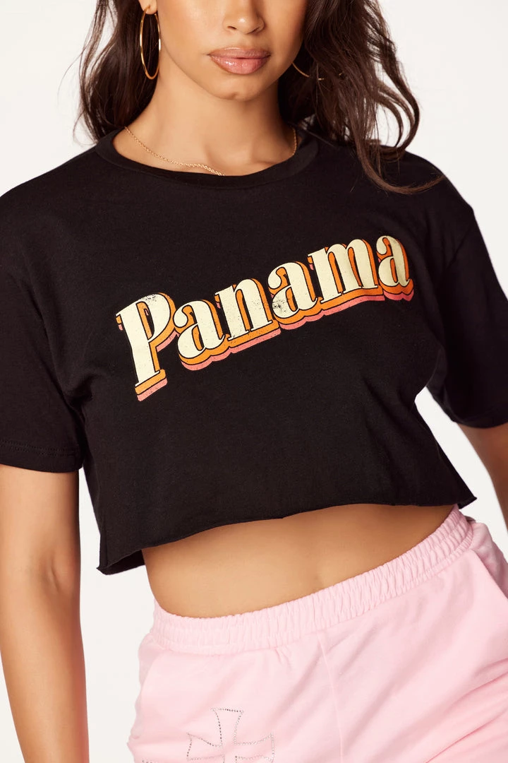 WOMENS TEES Panama Black Crop Tee 6 WOMENS TEES Panama Black Crop Tee