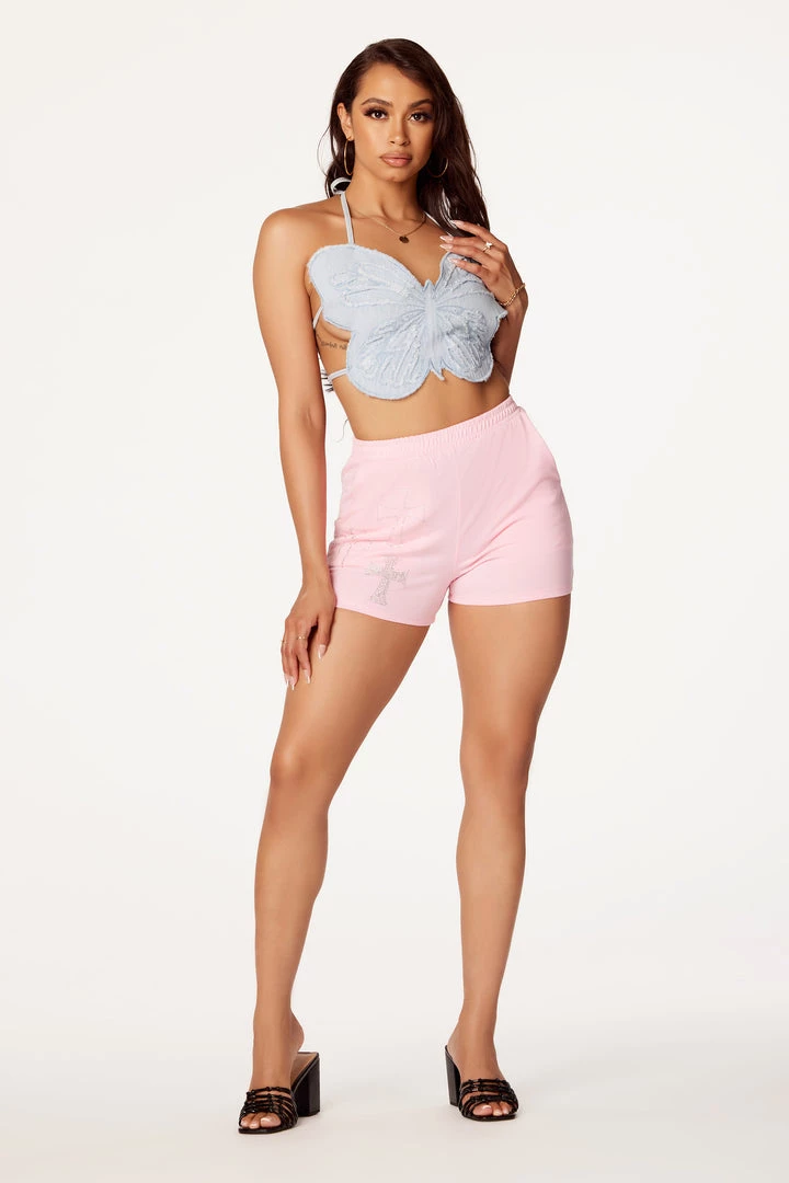 WOMENS TOPS BUTTERFLY DENIM HALTER NECK TANK-LIGHT WASH 2 WOMENS TOPS BUTTERFLY DENIM HALTER NECK TANK-LIGHT WASH