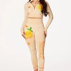 WOMENS ACTIVEWEAR NOUR HIGH WAISTED ACTIVEWEAR SET-BEIGE