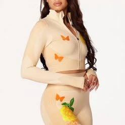 WOMENS ACTIVEWEAR NOUR HIGH WAISTED ACTIVEWEAR SET-BEIGE 14 WOMENS ACTIVEWEAR NOUR HIGH WAISTED ACTIVEWEAR SET-BEIGE