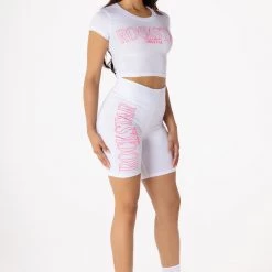 WOMENS ACTIVE SHORT SETS BASIC MACY BIKE SHORT SET-WHITE