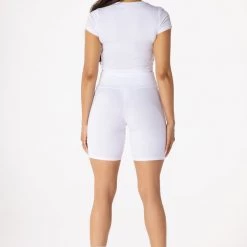 WOMENS ACTIVE SHORT SETS BASIC MACY BIKE SHORT SET-WHITE