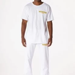 MENS TRACK SETS CASEY T-SHIRT/PANT SET-WHITE