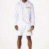 MENS SHORT SETS Track Sets CASEY HOODIE/SHORT FLEECE SET-WHITE