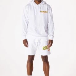 MENS SHORT SETS Track Sets CASEY HOODIE/SHORT FLEECE SET-WHITE