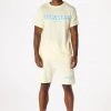 MENS SHORT SETS CASEY T-SHIRT SHORT SET-PALE YELLOW
