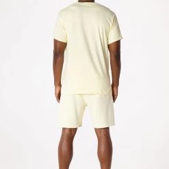 MENS SHORT SETS CASEY T-SHIRT SHORT SET-PALE YELLOW
