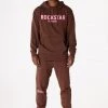 MENS TRACK SETS CASEY HOODIE FLEECE SET-BROWN