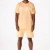 MENS SHORT SETS CASEY T-SHIRT SHORT SET-PEACH