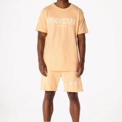MENS SHORT SETS CASEY T-SHIRT SHORT SET-PEACH