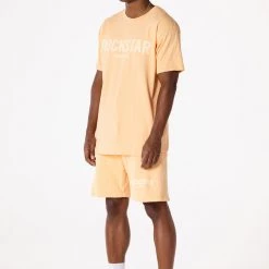 MENS SHORT SETS CASEY T-SHIRT SHORT SET-PEACH