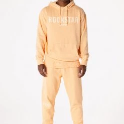 MENS TRACK SETS CASEY HOODIE FLEECE SET-PEACH