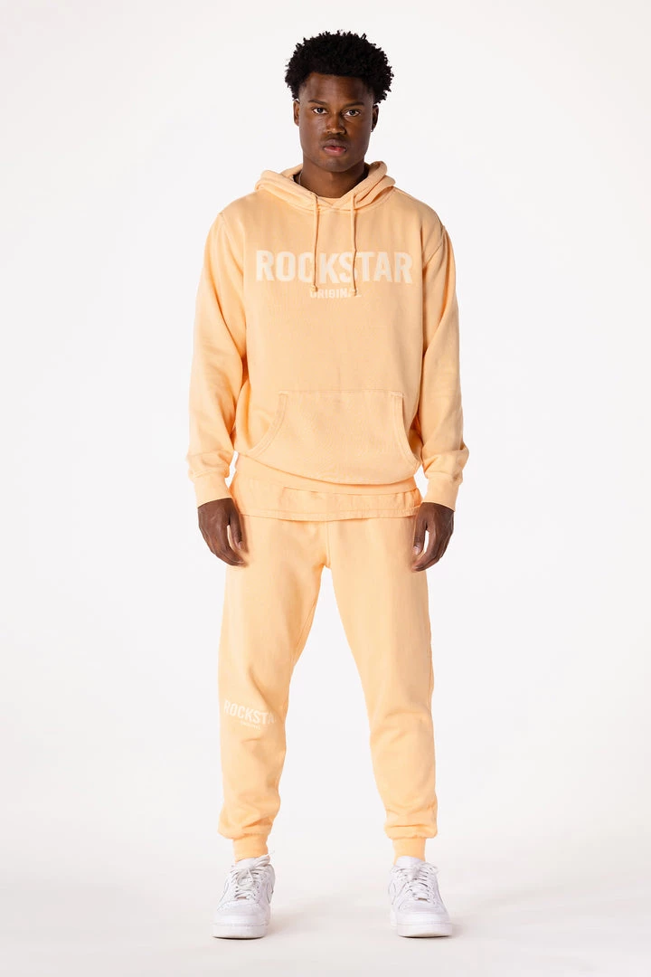 MENS TRACK SETS CASEY HOODIE FLEECE SET-PEACH 1 MENS TRACK SETS CASEY HOODIE FLEECE SET-PEACH