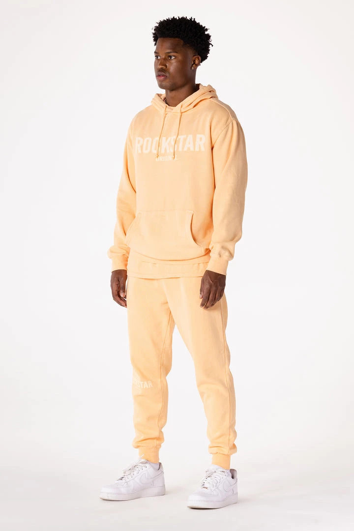 MENS TRACK SETS CASEY HOODIE FLEECE SET-PEACH 2 MENS TRACK SETS CASEY HOODIE FLEECE SET-PEACH