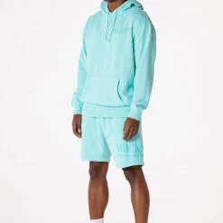 MENS SHORT SETS DIMITRI HOODIE SHORT SET-AQUA Track Sets