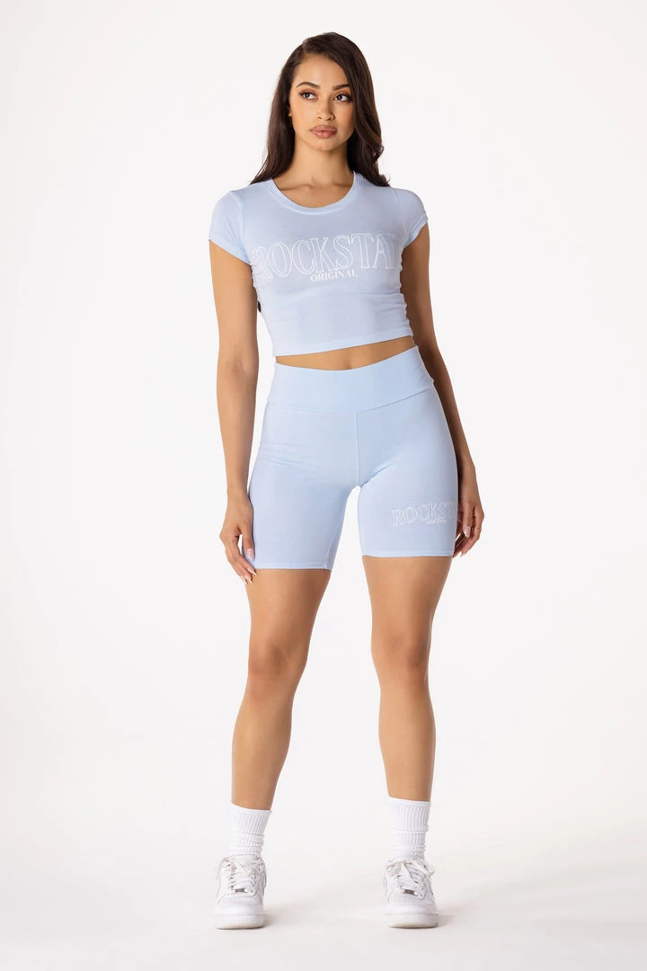 WOMENS ACTIVE SHORT SETS BASIC CHLOE BIKE SHORT SET-BABY BLUE 1 WOMENS ACTIVE SHORT SETS BASIC CHLOE BIKE SHORT SET-BABY BLUE