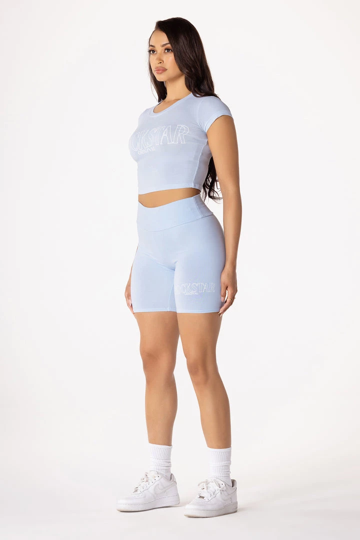 WOMENS ACTIVE SHORT SETS BASIC CHLOE BIKE SHORT SET-BABY BLUE 3 WOMENS ACTIVE SHORT SETS BASIC CHLOE BIKE SHORT SET-BABY BLUE