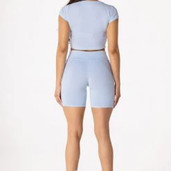 WOMENS ACTIVE SHORT SETS BASIC CHLOE BIKE SHORT SET-BABY BLUE 7 WOMENS ACTIVE SHORT SETS BASIC CHLOE BIKE SHORT SET-BABY BLUE