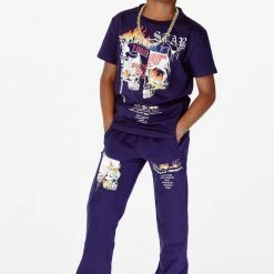 BOYS TRACK SETS BOYS CHASE T-SHIRT STACKED FLARE TRACKSET-NAVY New Arrivals