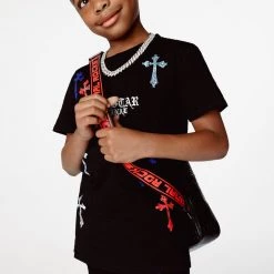 BOYS TRACK SETS New Arrivals BOYS BERLIN T-SHIRT STACKED FLARE TRACKSET-BLACK