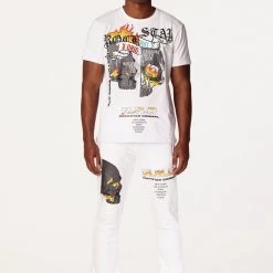 MENS TRACK SETS CHASE T-SHIRT STACKED FLARE TRACKSET-WHITE