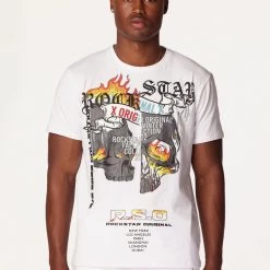 MENS TRACK SETS CHASE T-SHIRT STACKED FLARE TRACKSET-WHITE