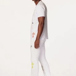 MENS TRACK SETS BERLIN T-SHIRT STACKED FLARE TRACKSET-WHITE